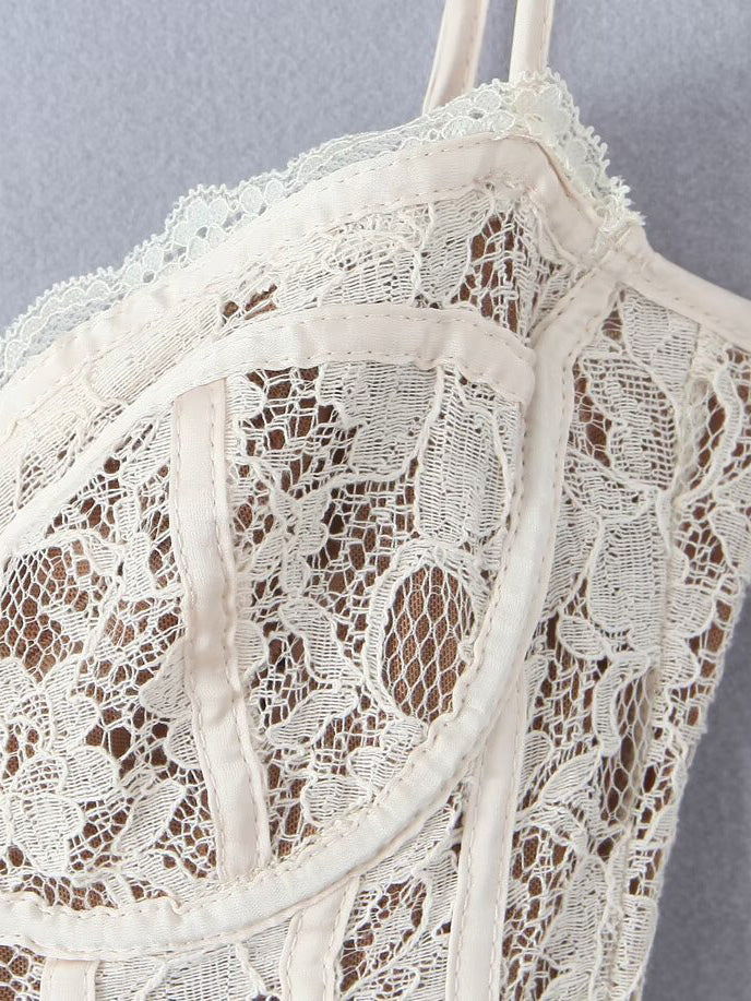 Ivory Sweetheart Lace Mini Dress — view 7
