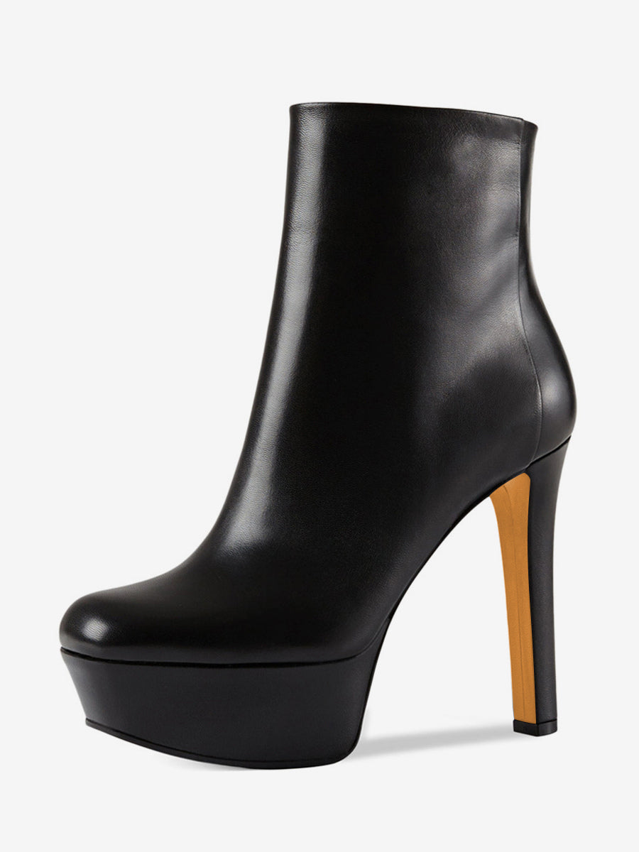 python round toe platform ankle boots — view 1