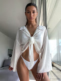 White Relaxed Sheer Beach Cover-Up — view 1