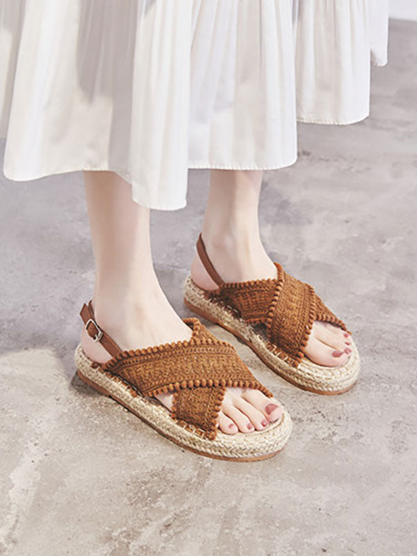 Apricot Round-Toe Lace-Up Sandals — view 8