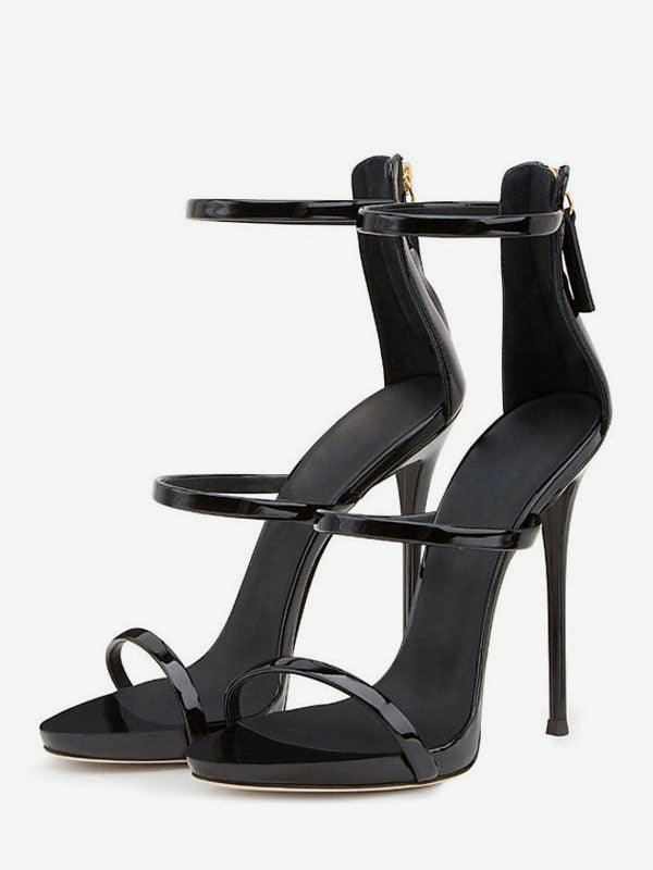 Blue Open-Toe Ankle-Strap Stiletto Sandals — view 7