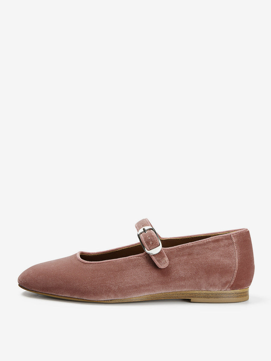 green round toe velvet ballet flats — view 3