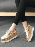 Gold Platform Lace-Up Loafers — view 1
