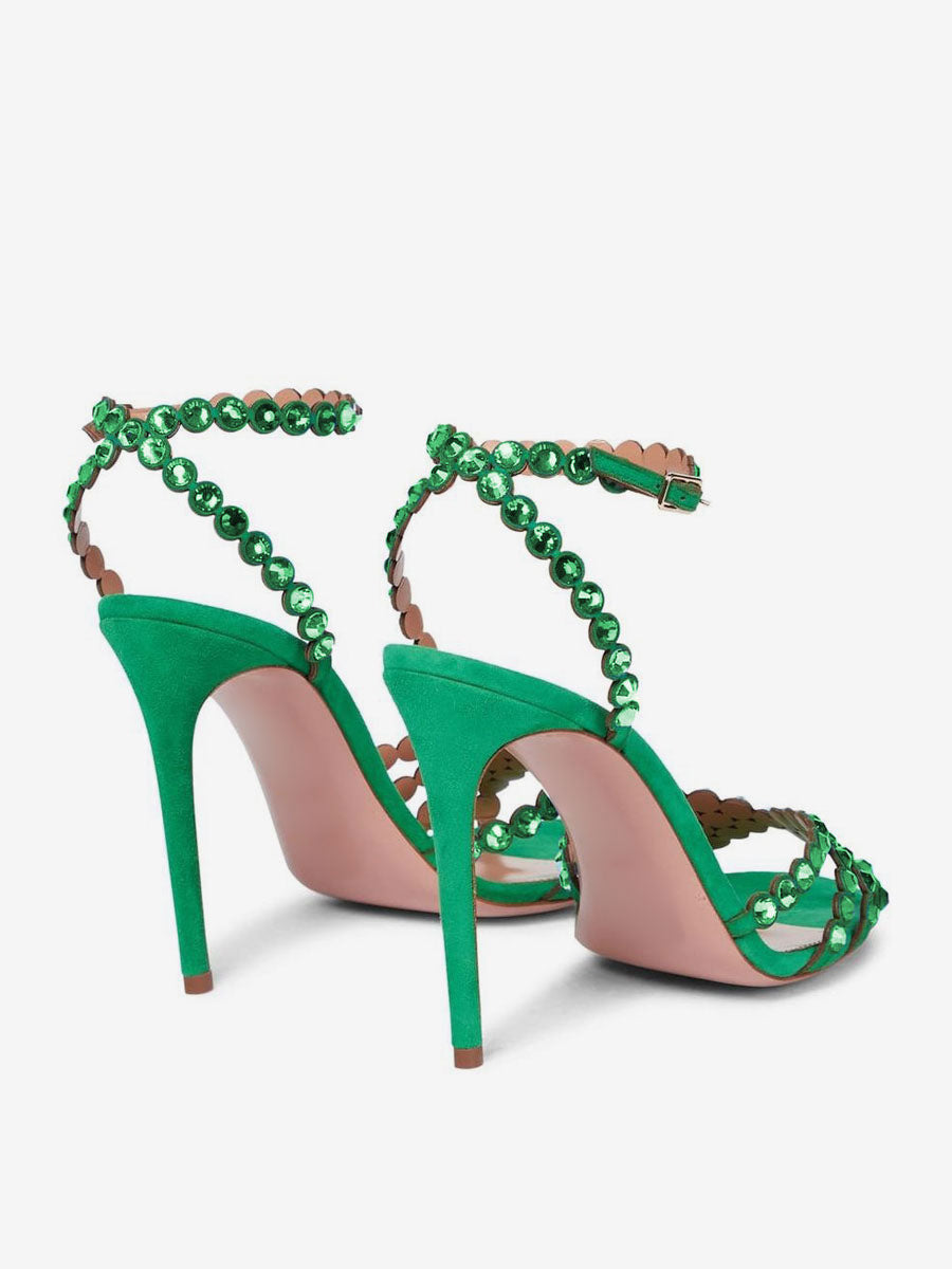 Transparent Open-Toe Ankle-Strap Stiletto Sandals — view 3