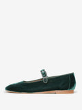 Green Round-Toe Velvet Ballet Flats — view 5