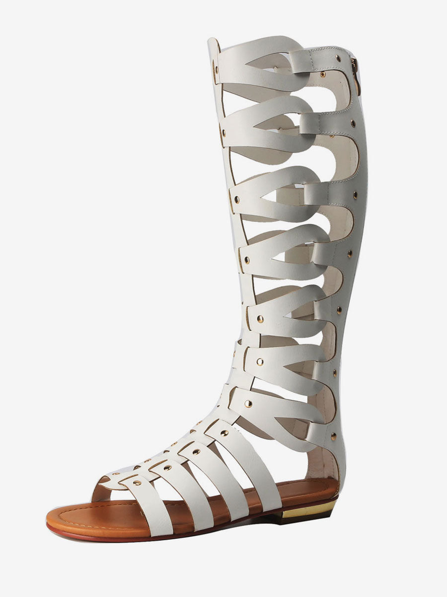 gold open toe knee high gladiator sandals — view 7