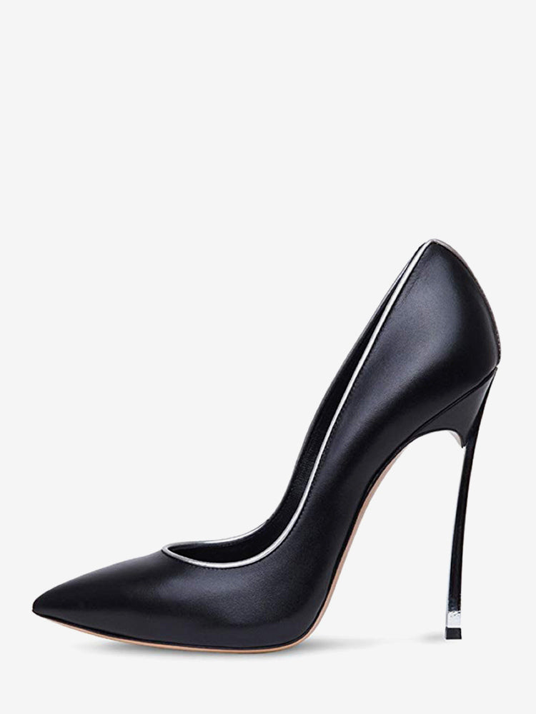 Black Pointed-Toe Stiletto Curve Court Shoes — view 6