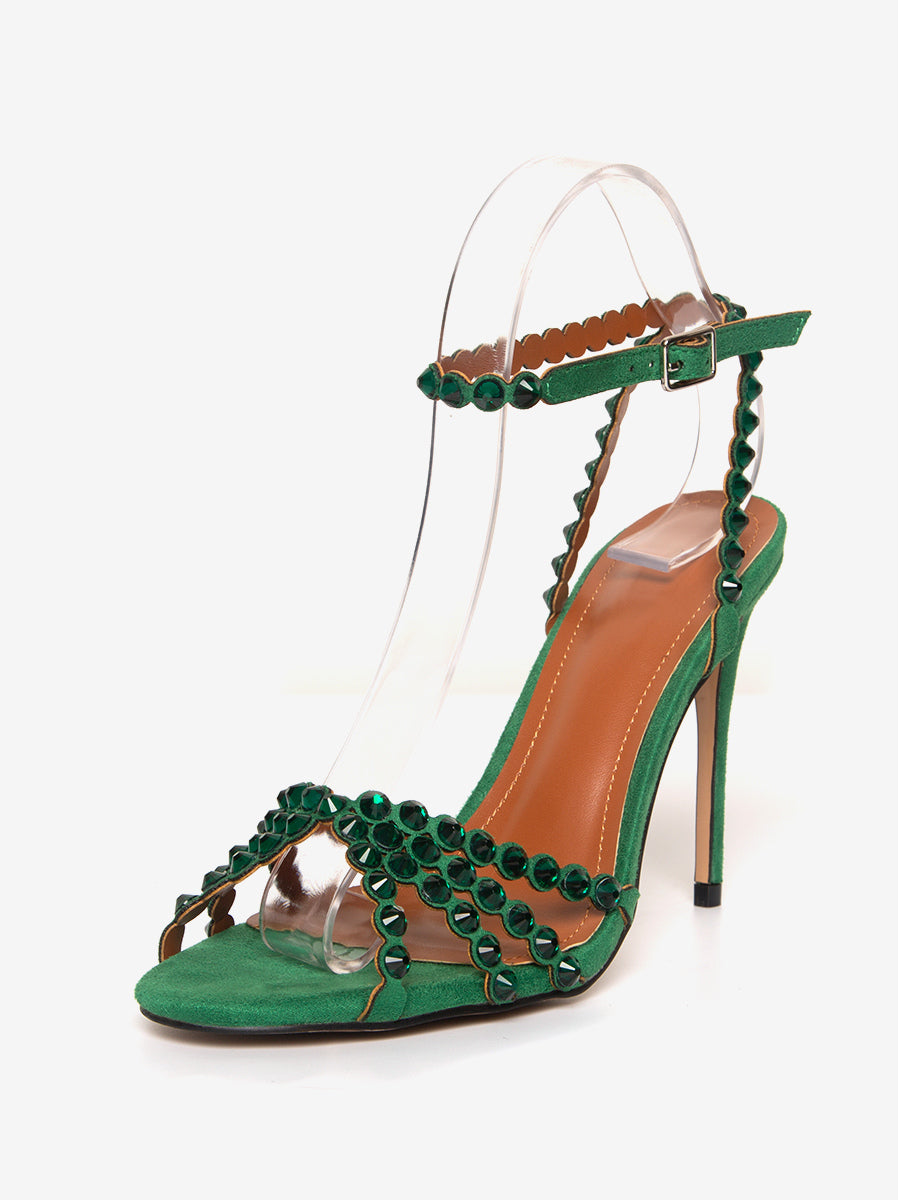 transparent open toe ankle strap stiletto sandals — view 10