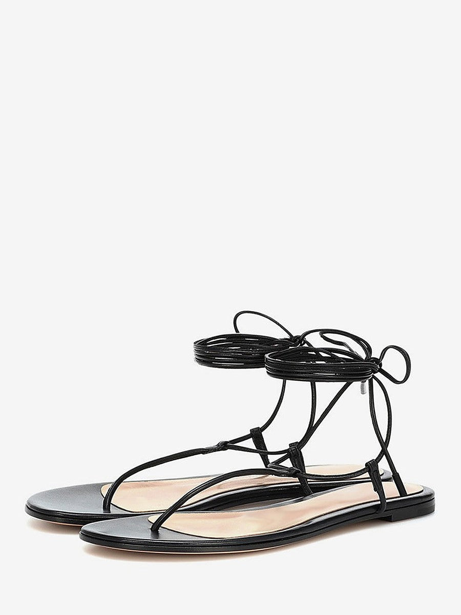 Black Lace-Up Sandals — view 1