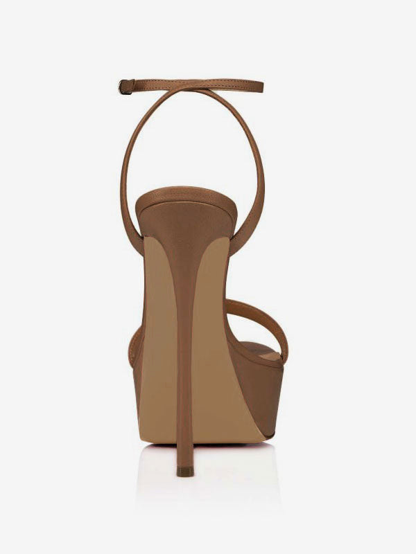 Nude Ankle-Strap Platform Stiletto Sandals — view 3