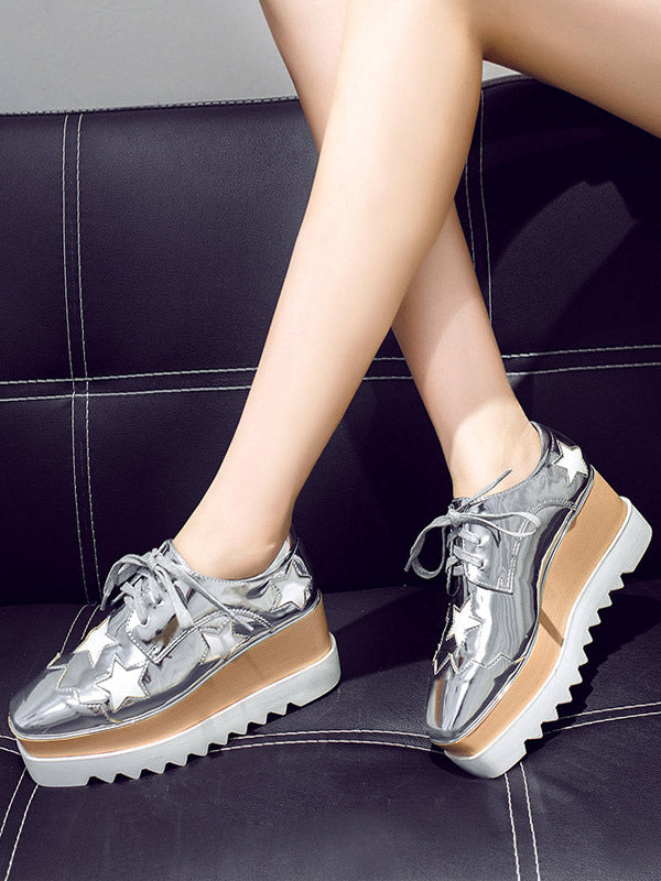Gold Platform Lace-Up Loafers — view 2