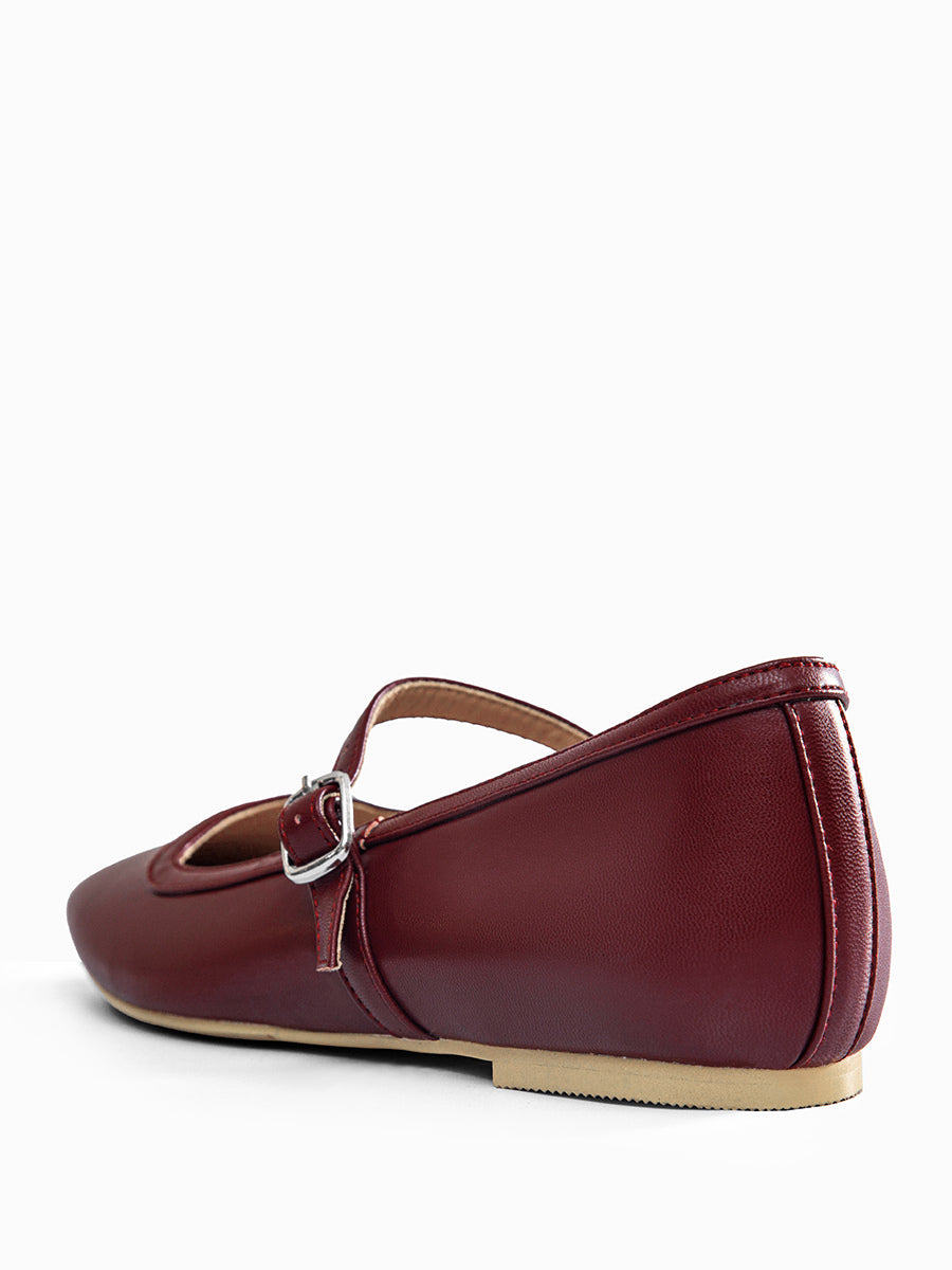 gold square toe buckle ballet flats — view 4