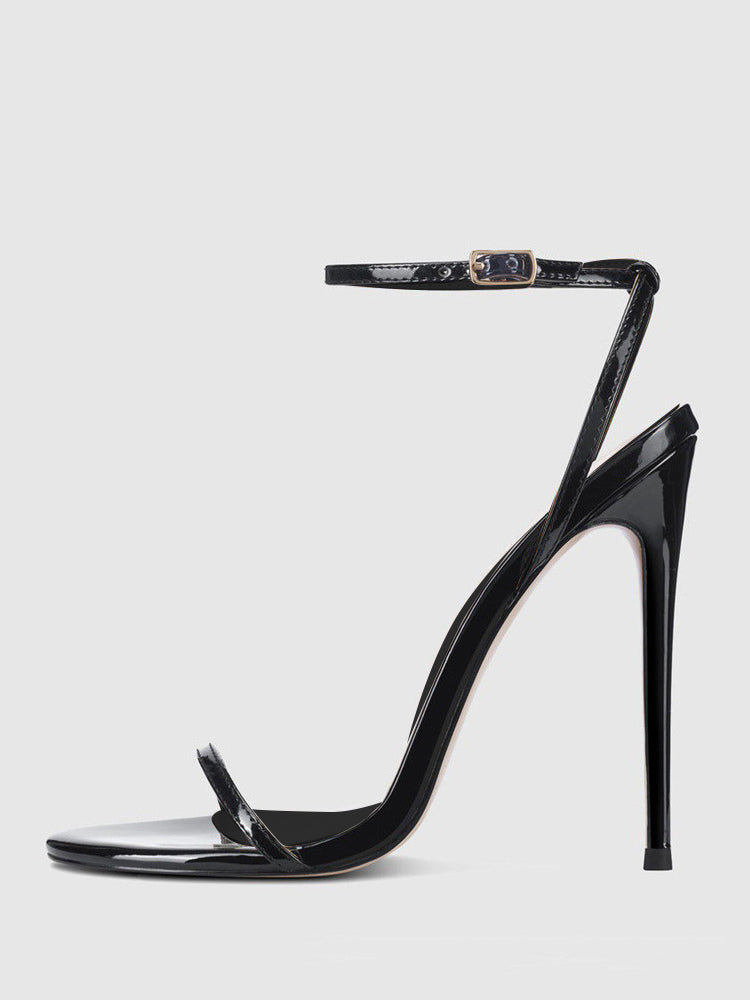 Green Open-Toe Ankle-Strap Stiletto Sandals — view 4