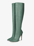 Pewter Pointed-Toe Stiletto Knee-High Boots — view 6