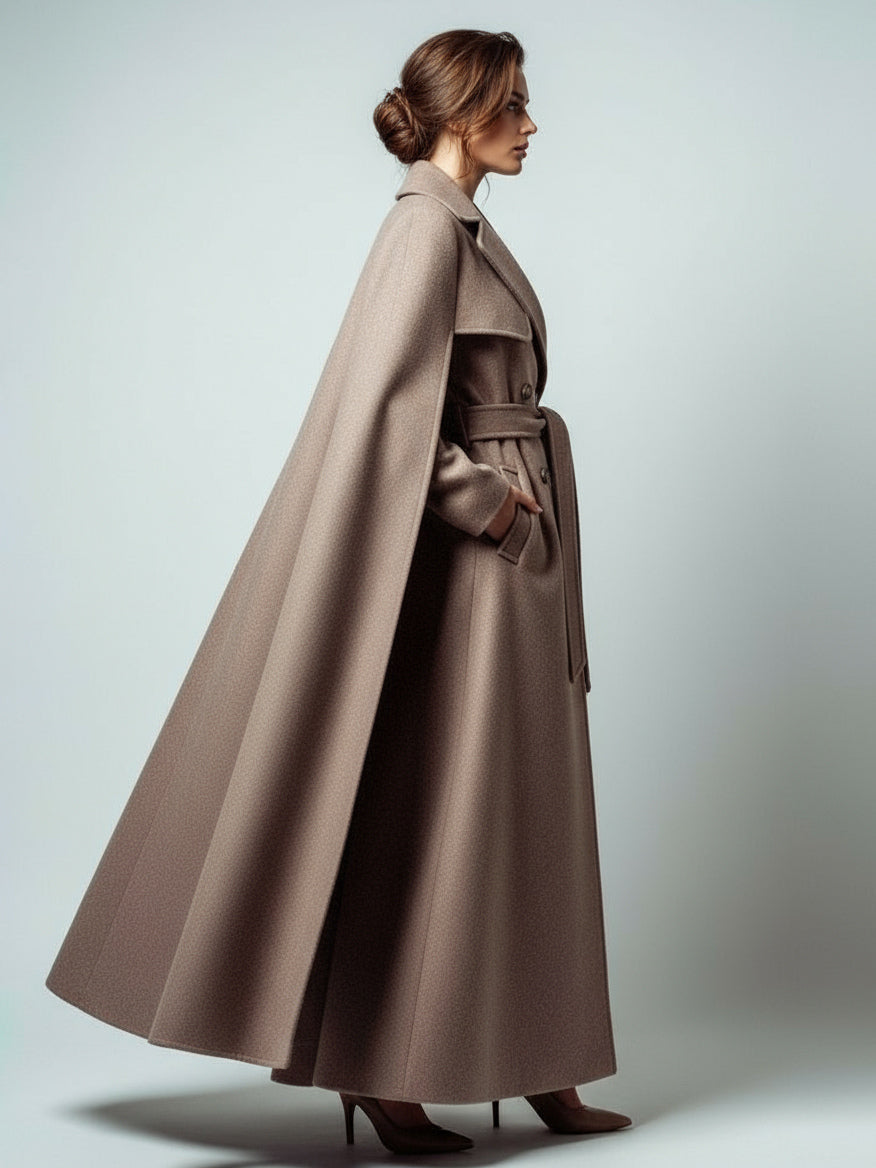Green Belted Double-Breasted Maxi Coat — view 3