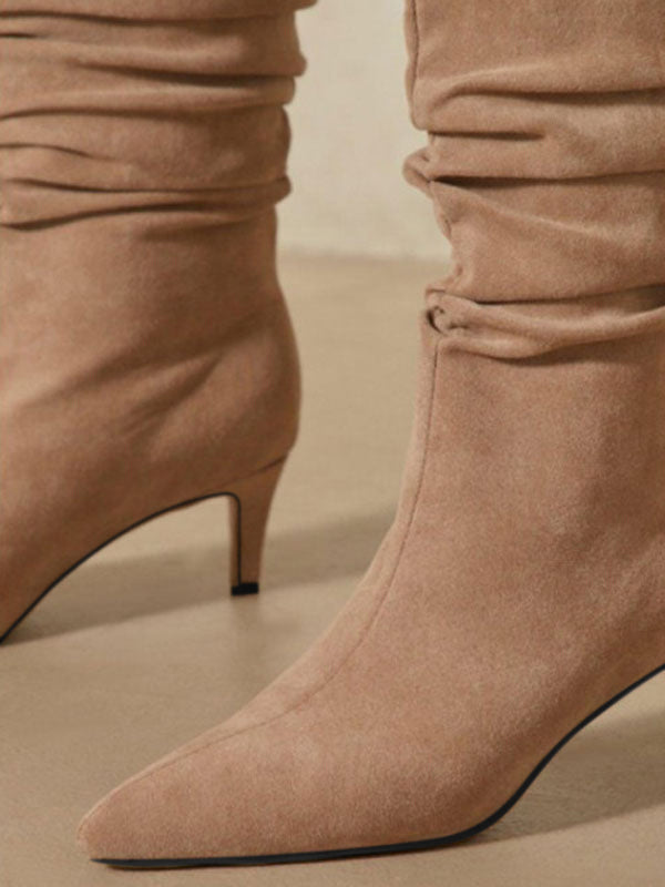 Apricot Kitten Heel Mid-Calf Boots — view 6