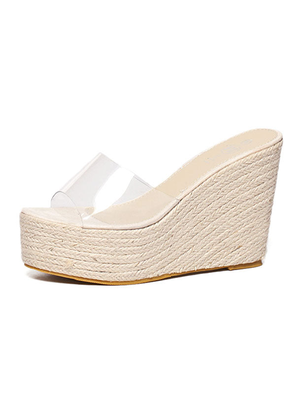 apricot open toe wedge sandals — view 1