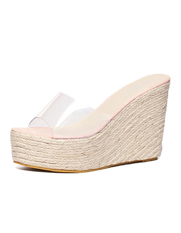 apricot open toe wedge sandals — view 6