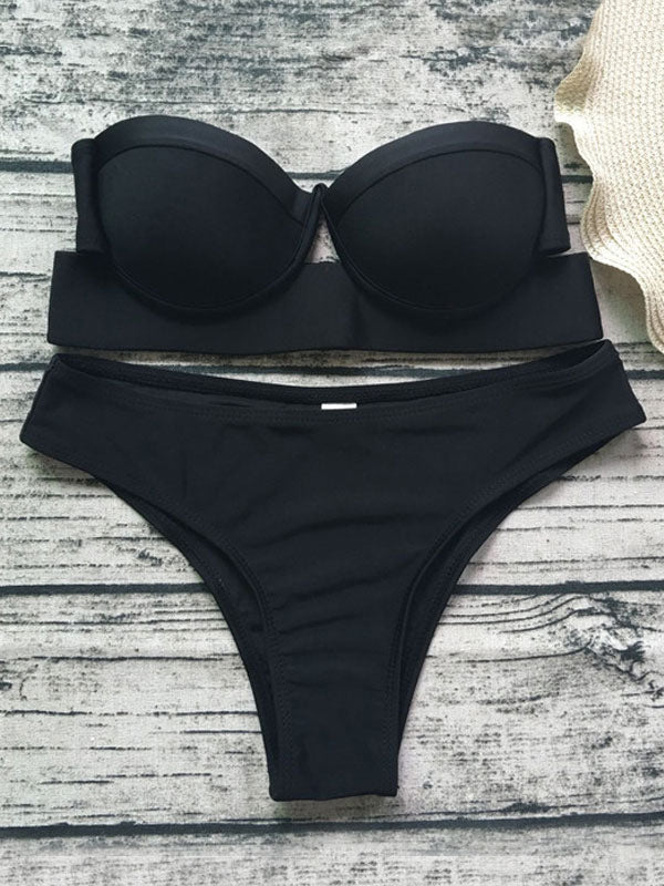 black low rise bikini set — view 2