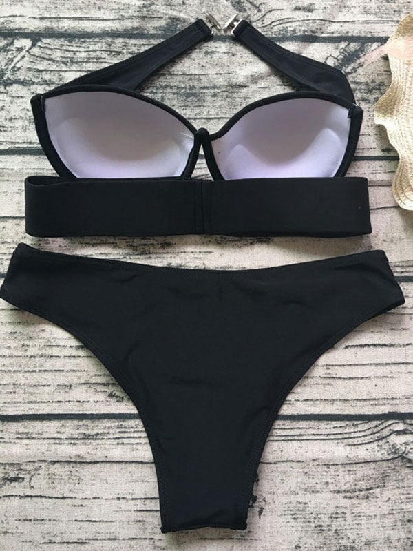 black low rise bikini set — view 4