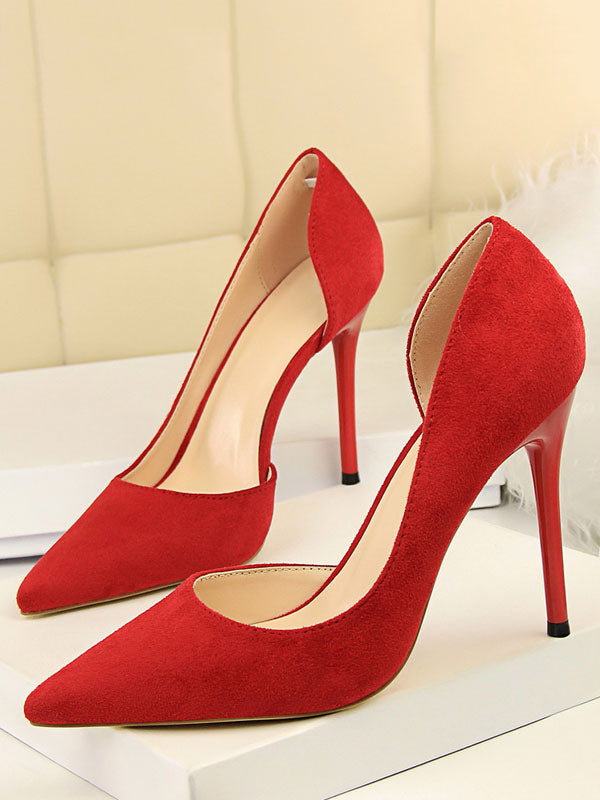 Green Pointed-Toe Stiletto Suede-Effect Court Shoes — view 4