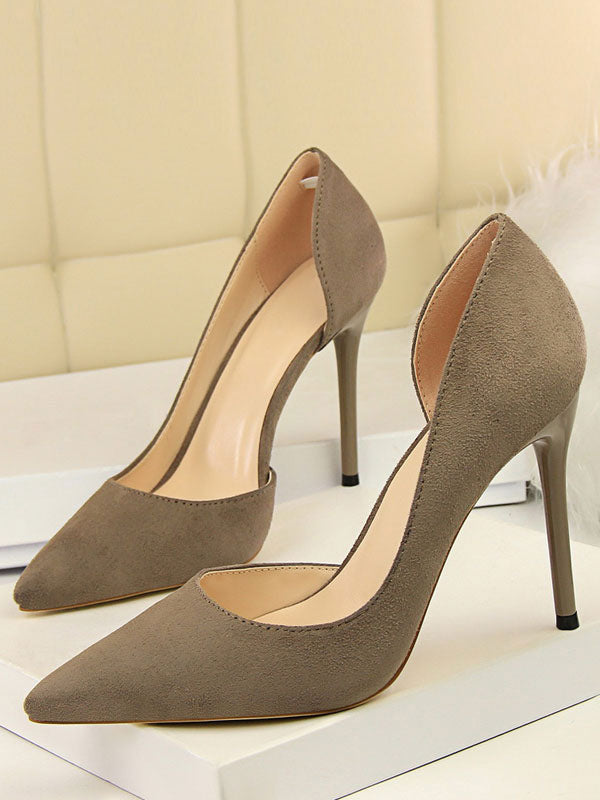 green pointed toe stiletto suede effect court shoes — view 3