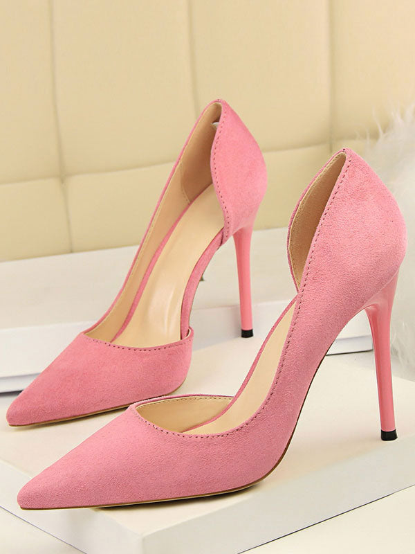 green pointed toe stiletto suede effect court shoes — view 2