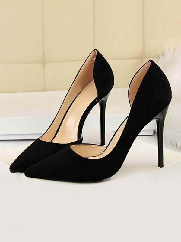 green pointed toe stiletto suede effect court shoes — view 1