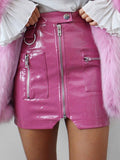 Pink Fitted Pockets Short Bodycon Dress — view 1