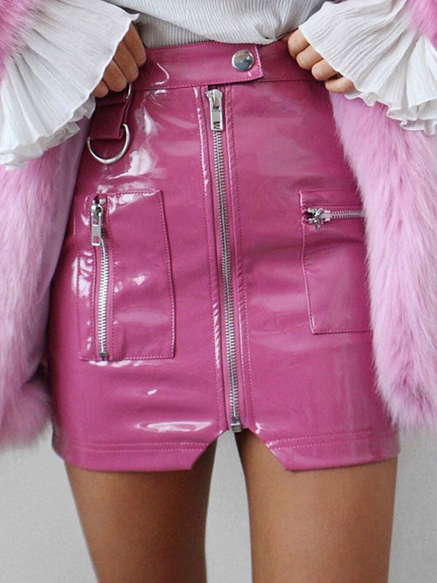 Pink Fitted Pockets Short Bodycon Dress — view 1