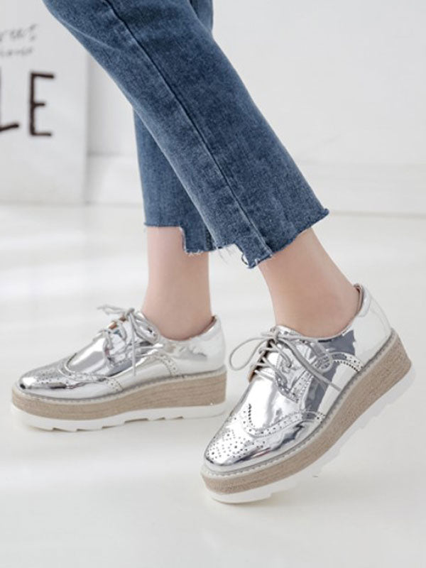 Apricot Round-Toe Platform Lace Loafers — view 6