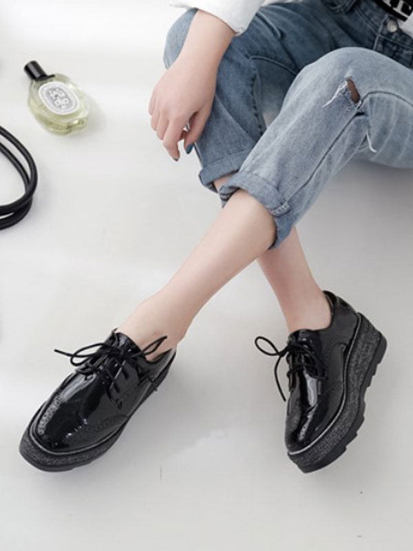 Apricot Round-Toe Platform Lace Loafers — view 5