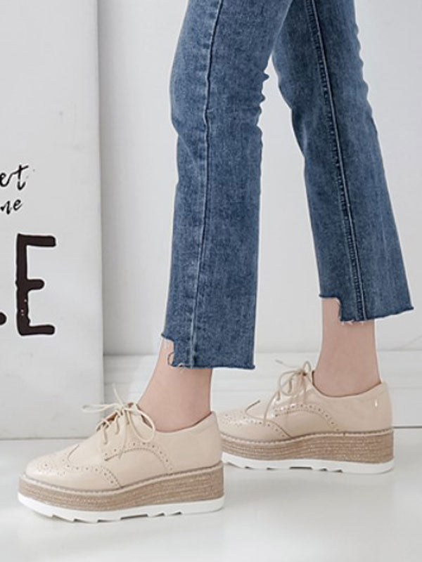 Apricot Round-Toe Platform Lace Loafers — view 10