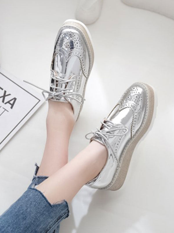 Apricot Round-Toe Platform Lace Loafers — view 7