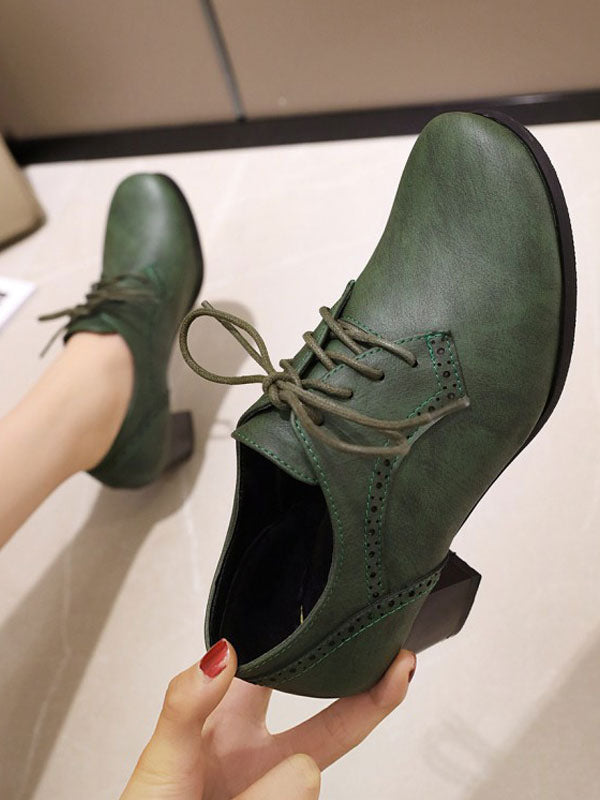 Green Block Heel Lace-Up Heels — view 8