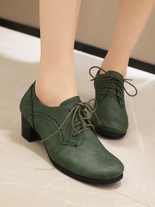 Green Block Heel Lace-Up Heels — view 2