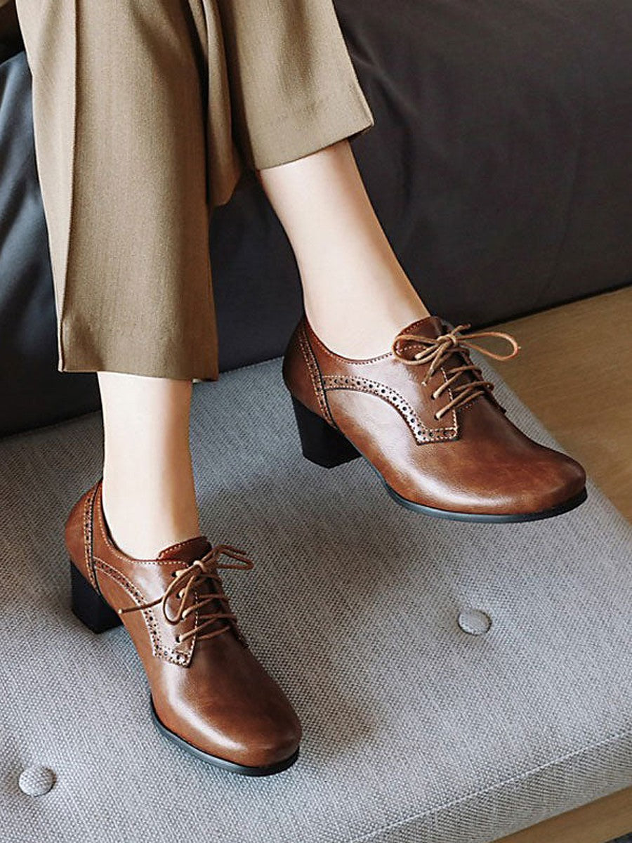 Green Block Heel Lace-Up Heels — view 1