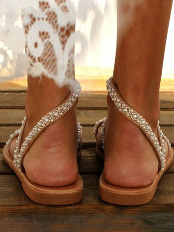 White Beaded Sandals — view 4