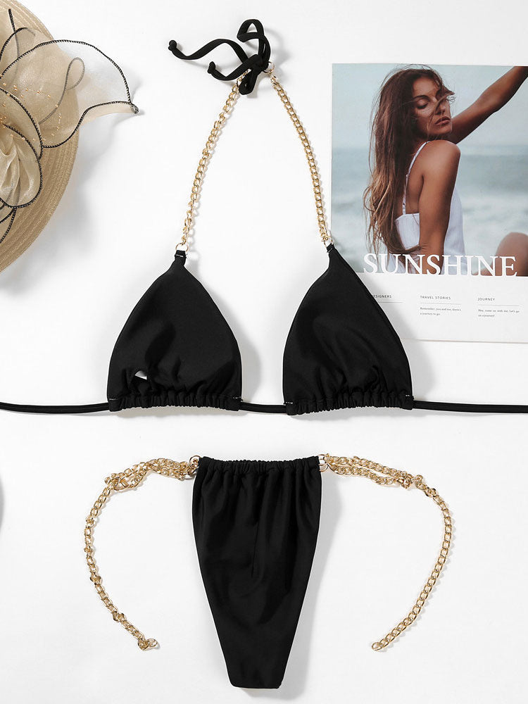 Black Sleeveless Strappy Bikini Set — view 8