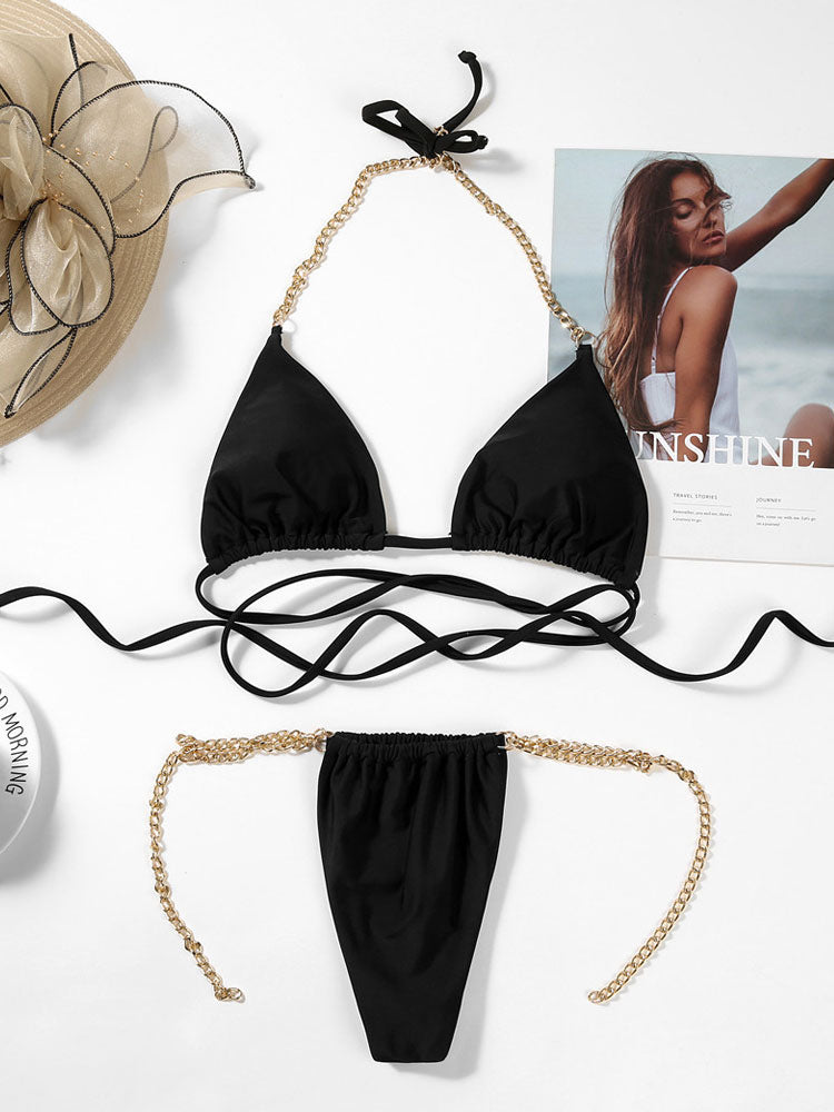Black Sleeveless Strappy Bikini Set — view 7