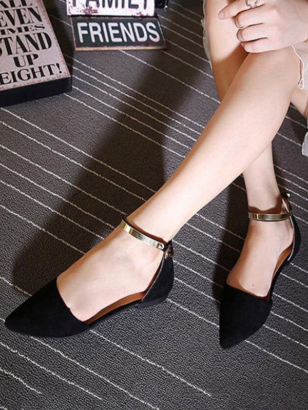 apricot pointed toe ballet flats — view 3
