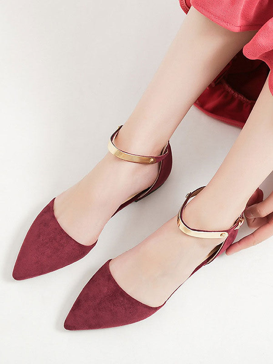 Apricot Pointed-Toe Ballet Flats — view 1