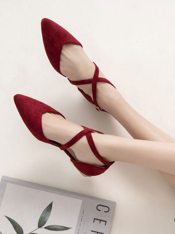 Apricot Pointed-Toe Ankle-Strap Ballet Flats — view 5