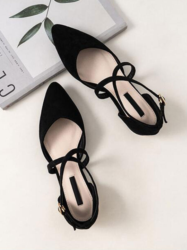 Apricot Pointed-Toe Ankle-Strap Ballet Flats — view 3