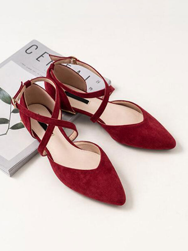 Apricot Pointed-Toe Ankle-Strap Ballet Flats — view 6