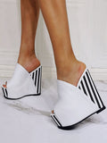 White Leather Wedge Sandals — view 1