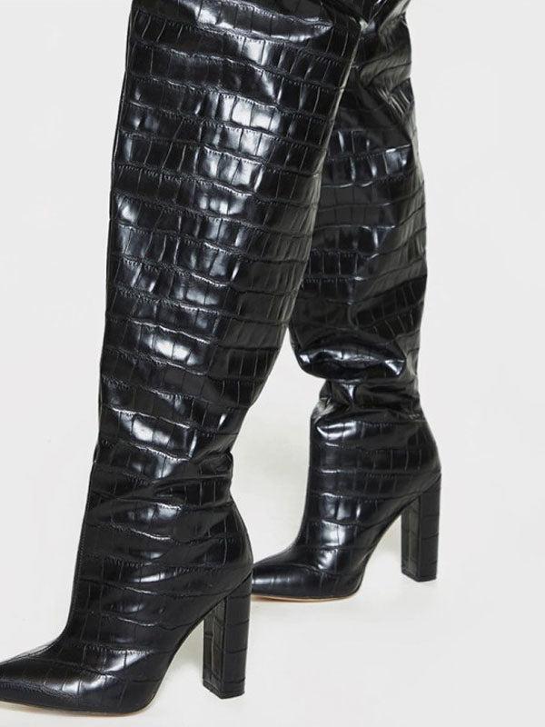 Purple Block Heel Relaxed Over-The-Knee Boots — view 3