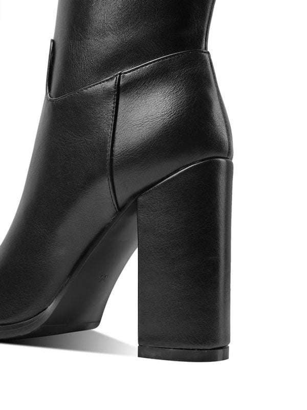 Brown Block Heel Knee-High Boots — view 3