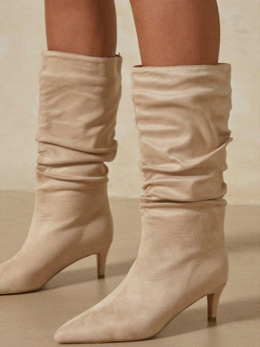 Apricot Kitten Heel Mid-Calf Boots — view 1