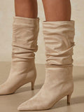 Apricot Kitten Heel Mid-Calf Boots — view 1
